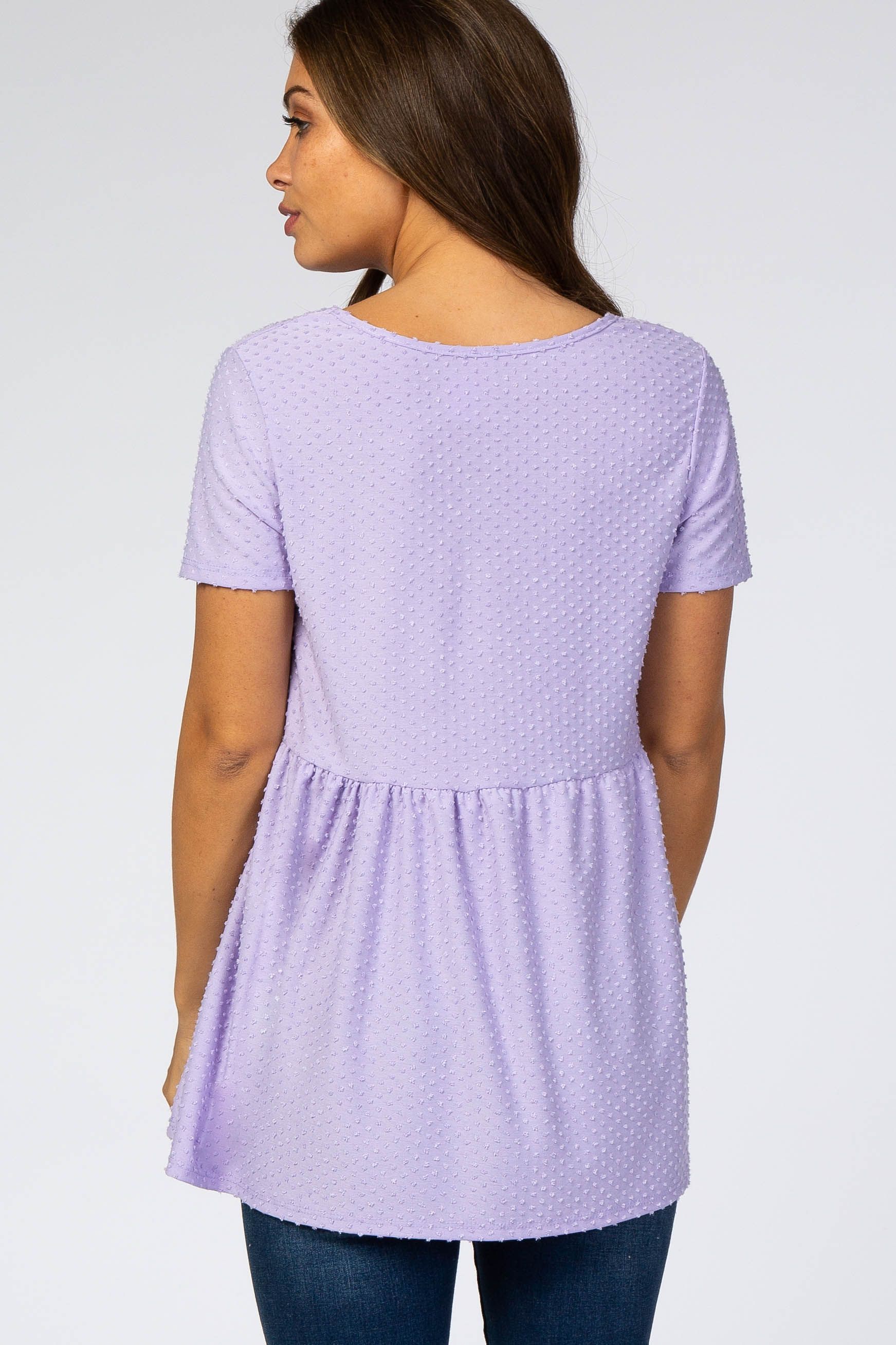 Lavender Swiss Dot Peplum Maternity Top sold by Pinkblush product image thumbnail 3