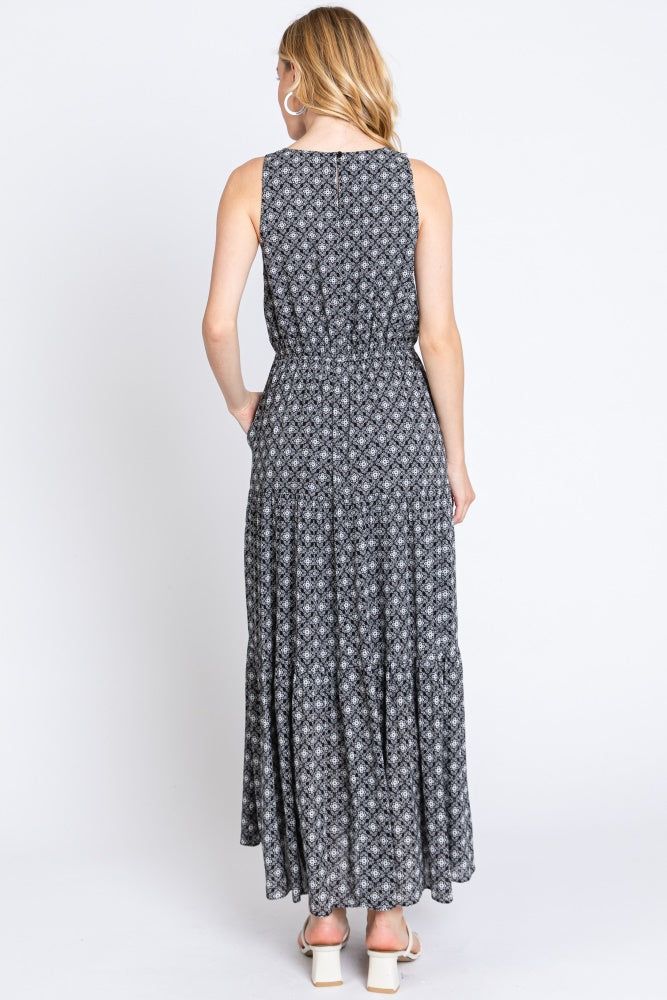 Black Sleeveless Tiered W / Hidden Pocket Maxi Dress sold by Pinkblush product image thumbnail 5