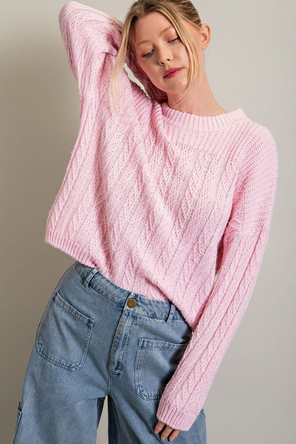 Light Pink Cable Knit Sweater sold by Pinkblush