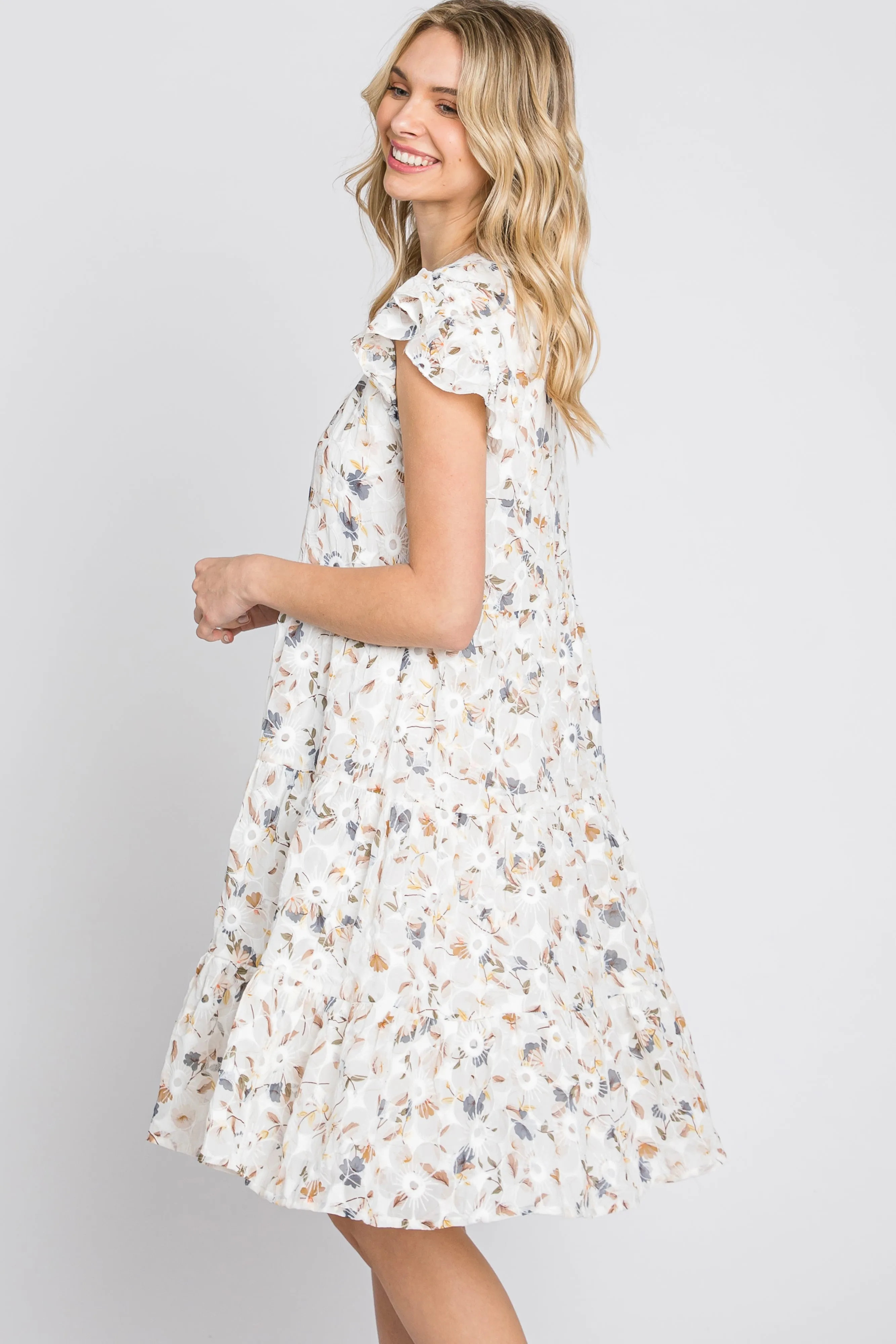 Ivory Floral Embroidered Tiered Dress sold by Pinkblush product image thumbnail 5