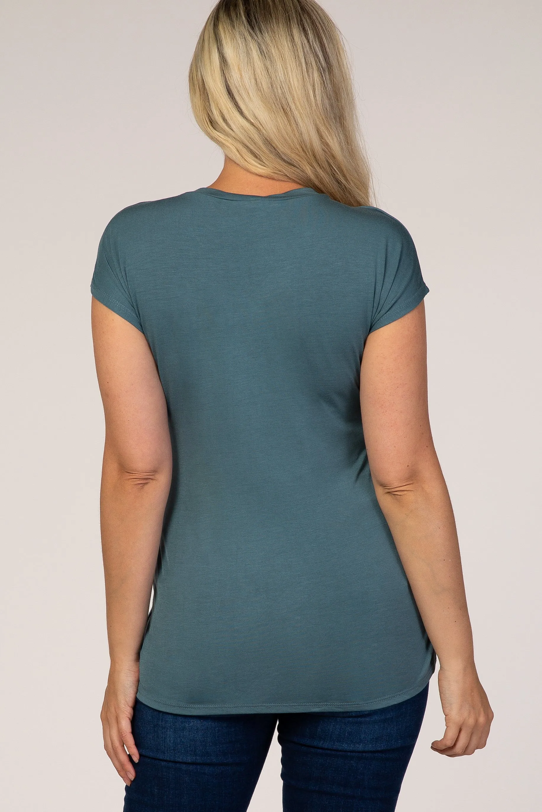 Slate Blue Layered Wrap Front Maternity/Nursing Top sold by Pinkblush product image thumbnail 4