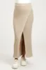 Beige Ribbed Knit Wrap Maternity Maxi Skirt sold by Pinkblush