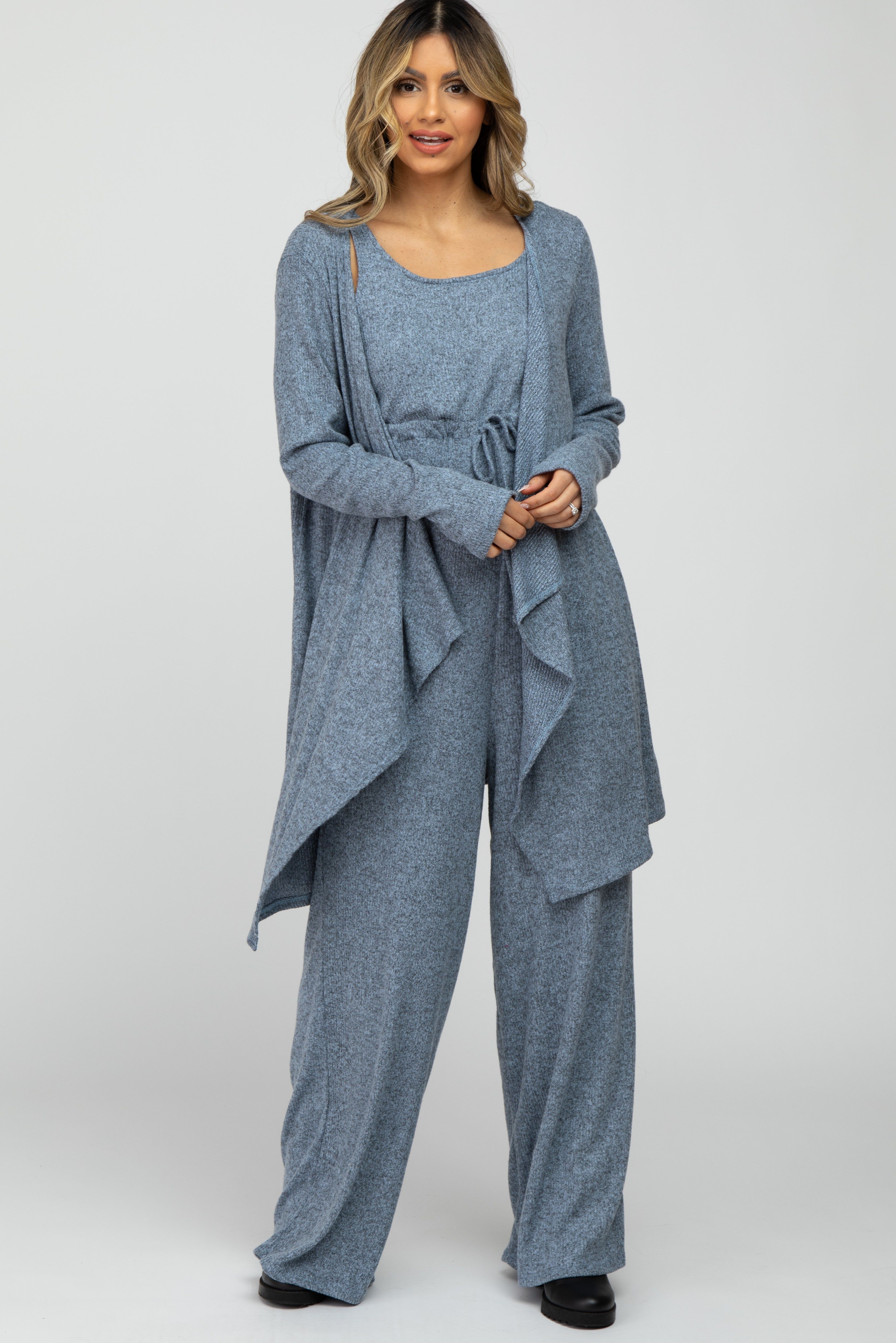 Blue Ribbed 2 Piece Maternity Set sold by Pinkblush product image thumbnail 5