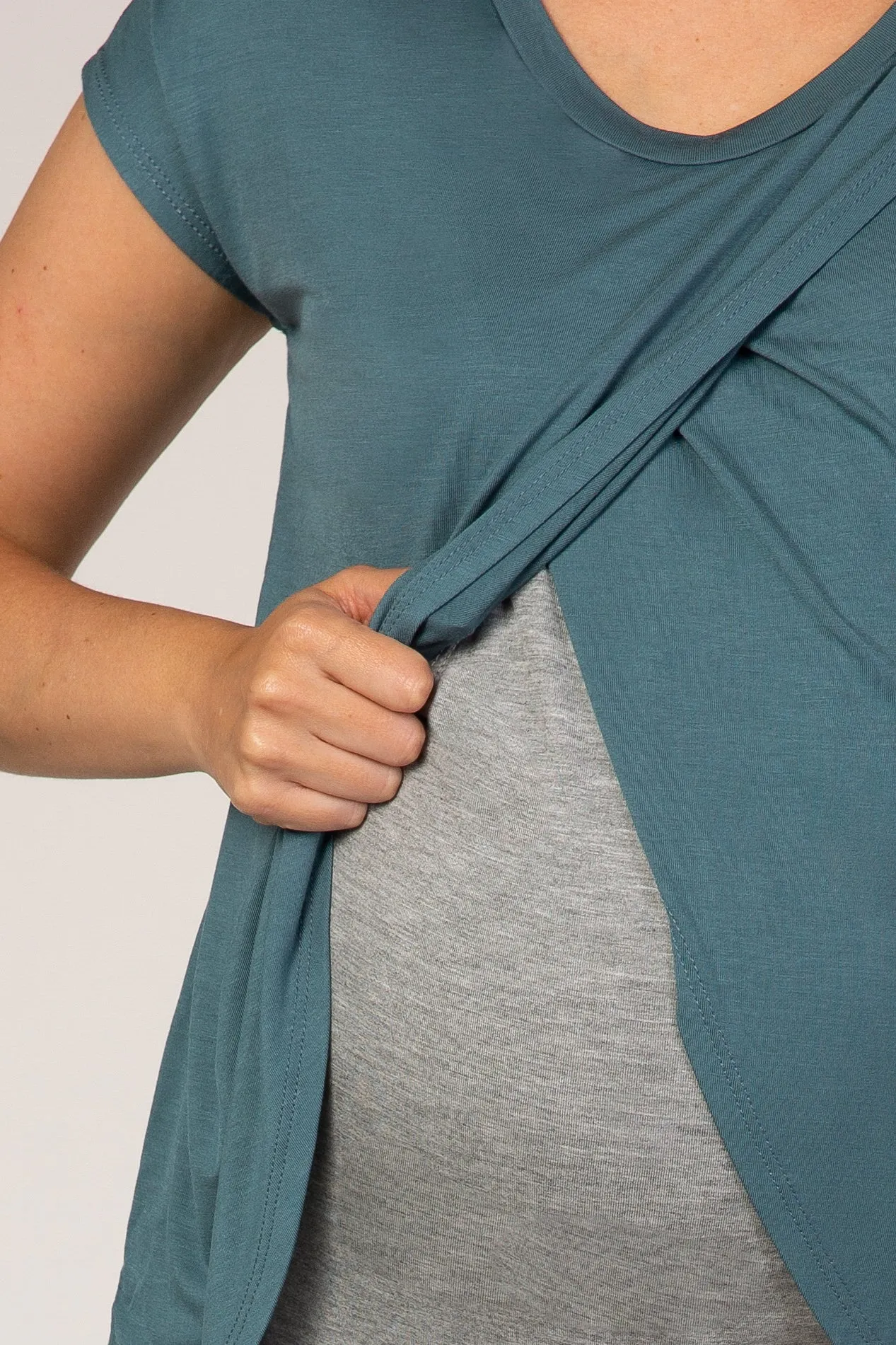 Slate Blue Layered Wrap Front Maternity/Nursing Top sold by Pinkblush product image thumbnail 5