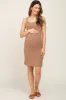 Mocha Sleeveless Ribbed Maternity Dress sold by Pinkblush