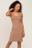 Mocha Sleeveless Ribbed Maternity Dress sold by Pinkblush