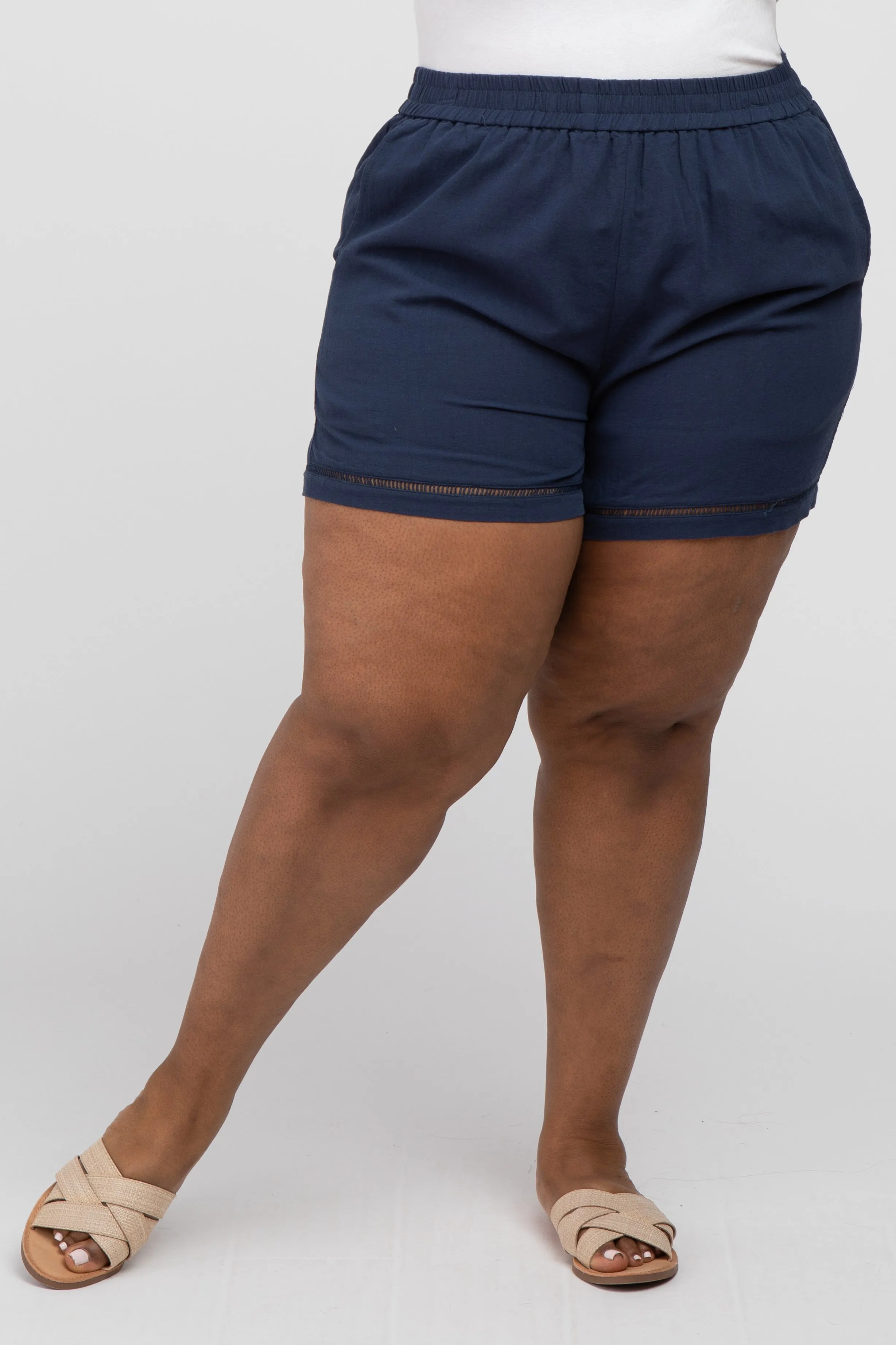 Navy Blue Ladder Trim Plus Shorts sold by Pinkblush product image thumbnail 2