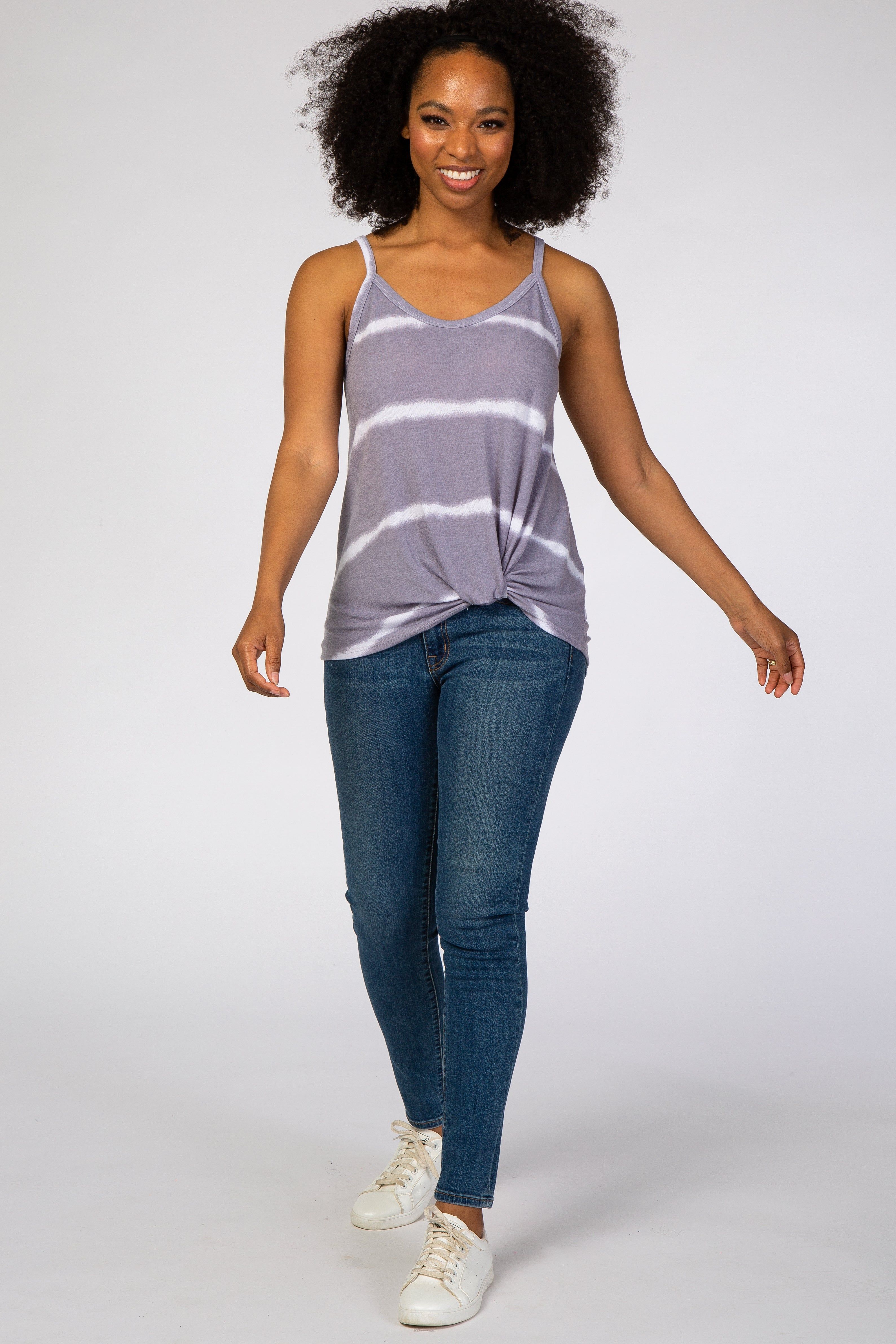 Grey Tie Dye Striped Tank Top sold by Pinkblush product image thumbnail 4