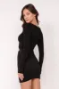 Black V-Neck Long Sleeve Front Cutout Tie Mini Dress sold by Pinkblush