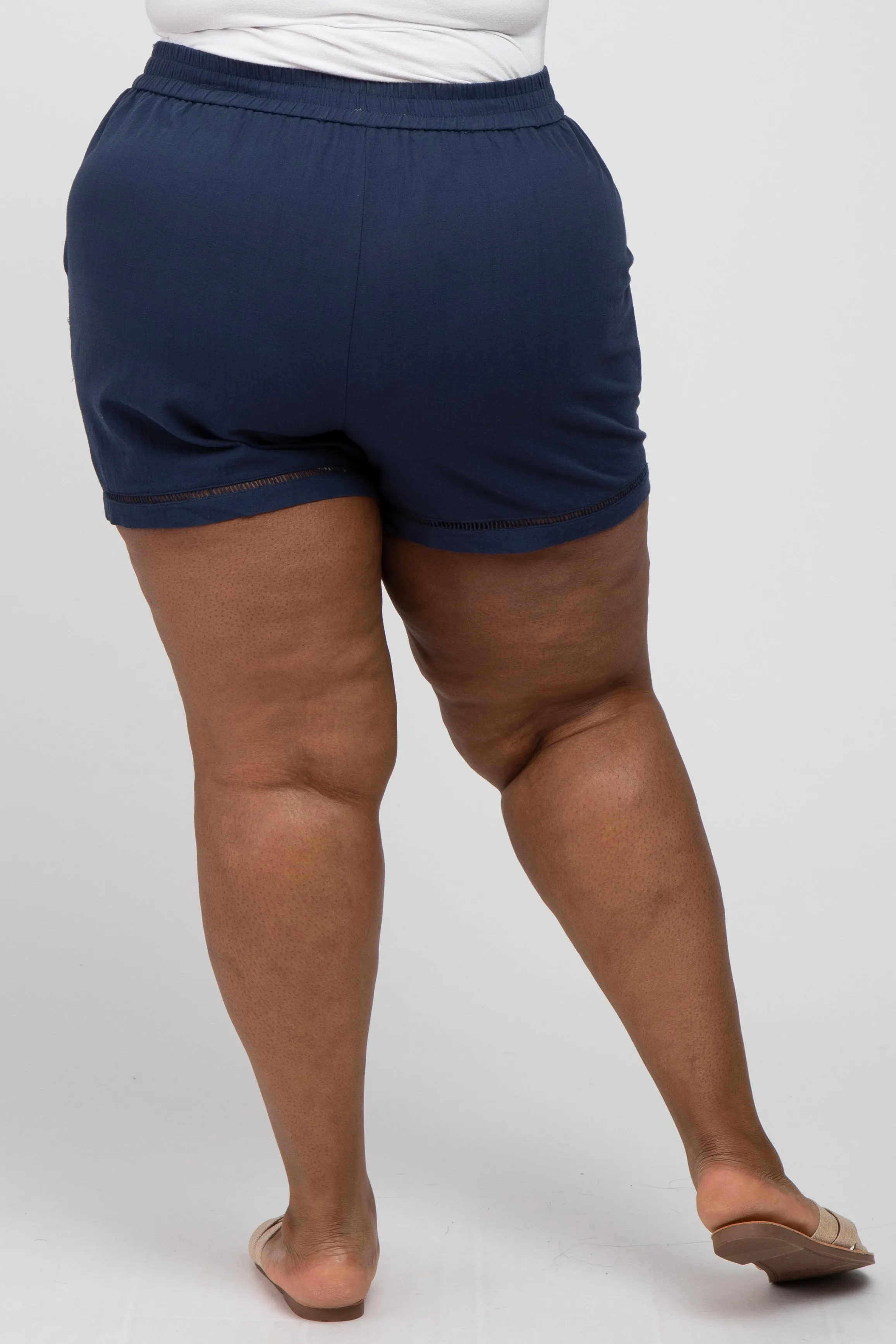 Navy Blue Ladder Trim Plus Shorts sold by Pinkblush product image thumbnail 4