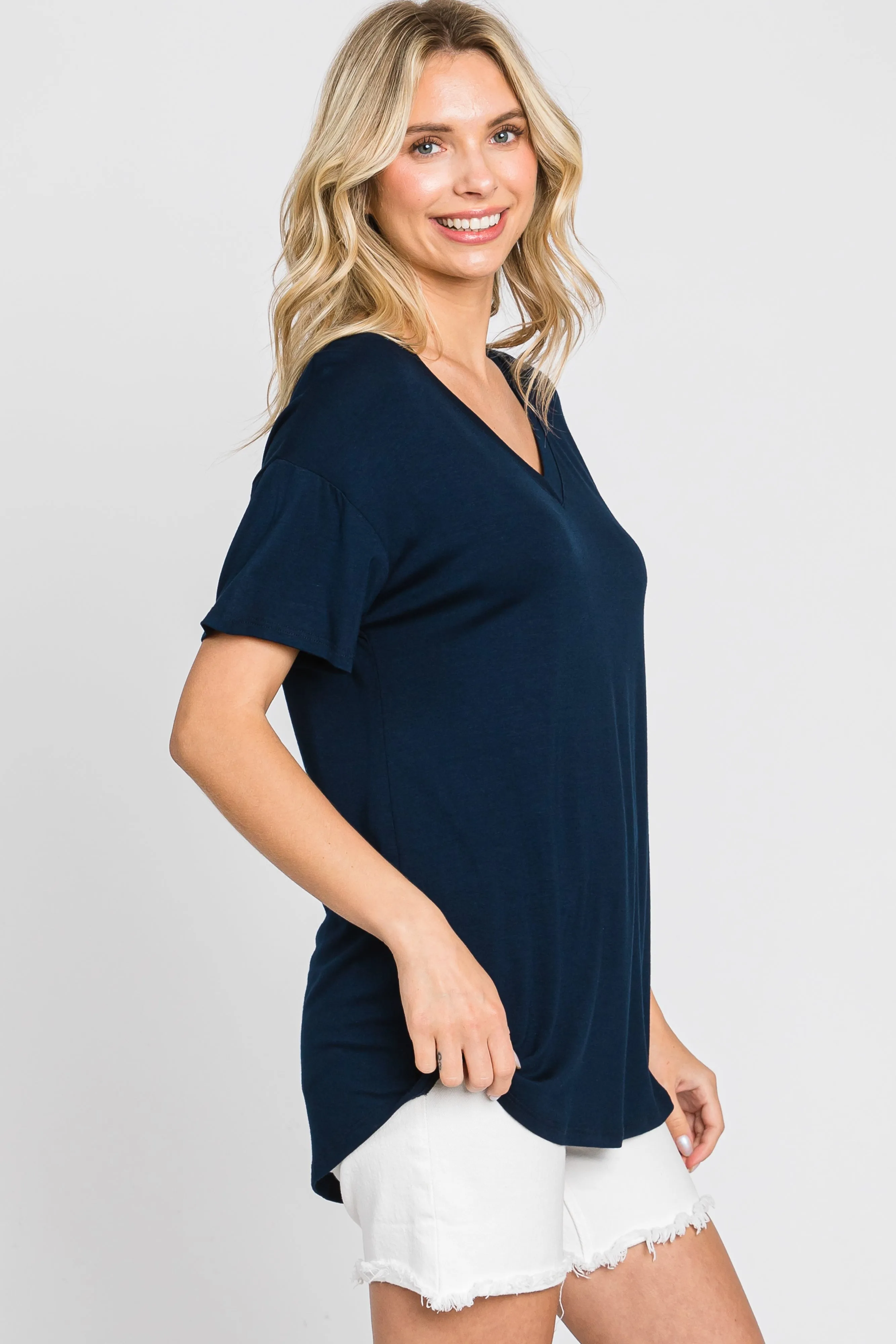Navy V-Neck Basic Top sold by Pinkblush product image thumbnail 2