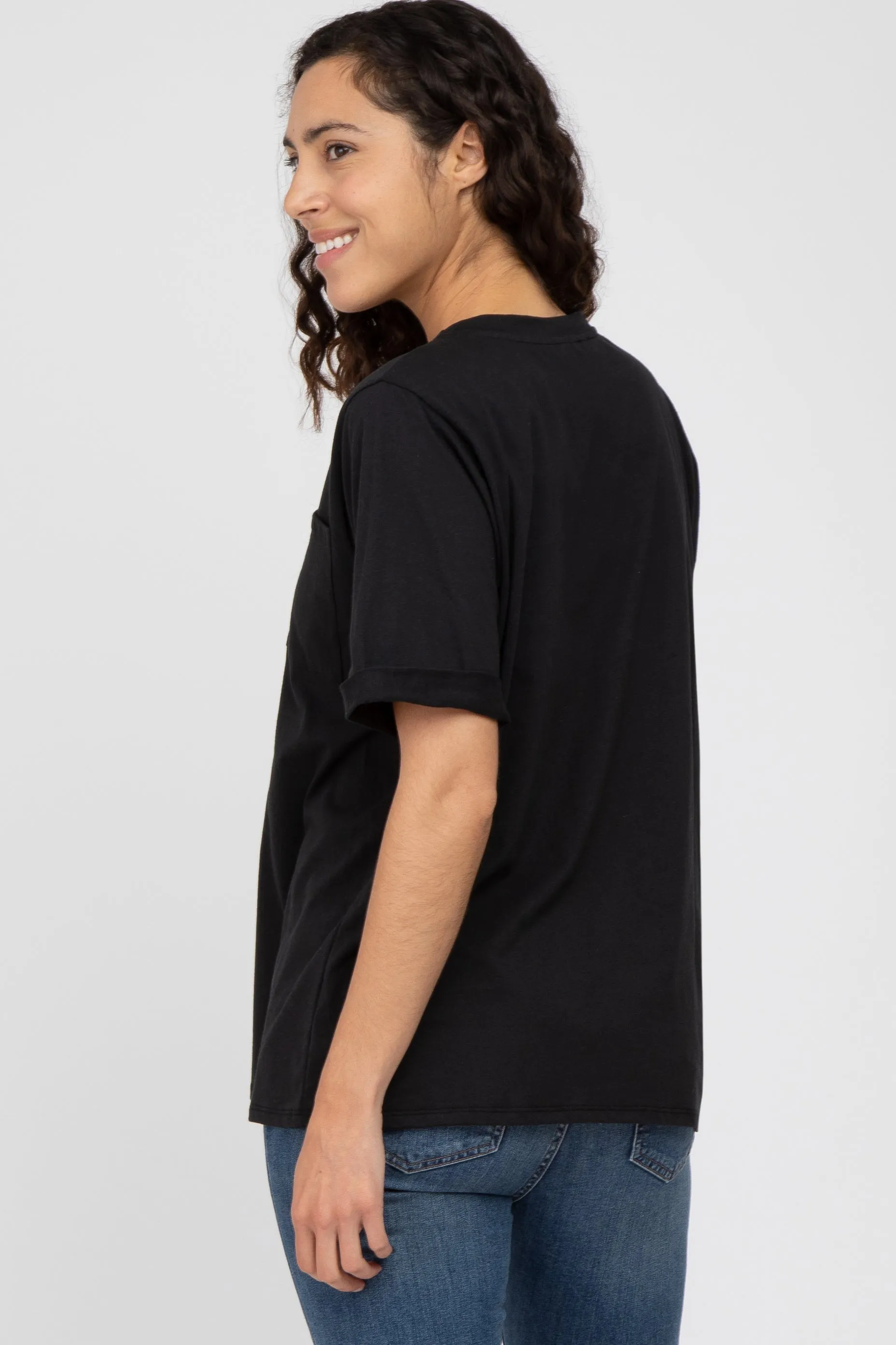 Black Oversized Pocket Front Short Sleeve Top sold by Pinkblush product image thumbnail 3