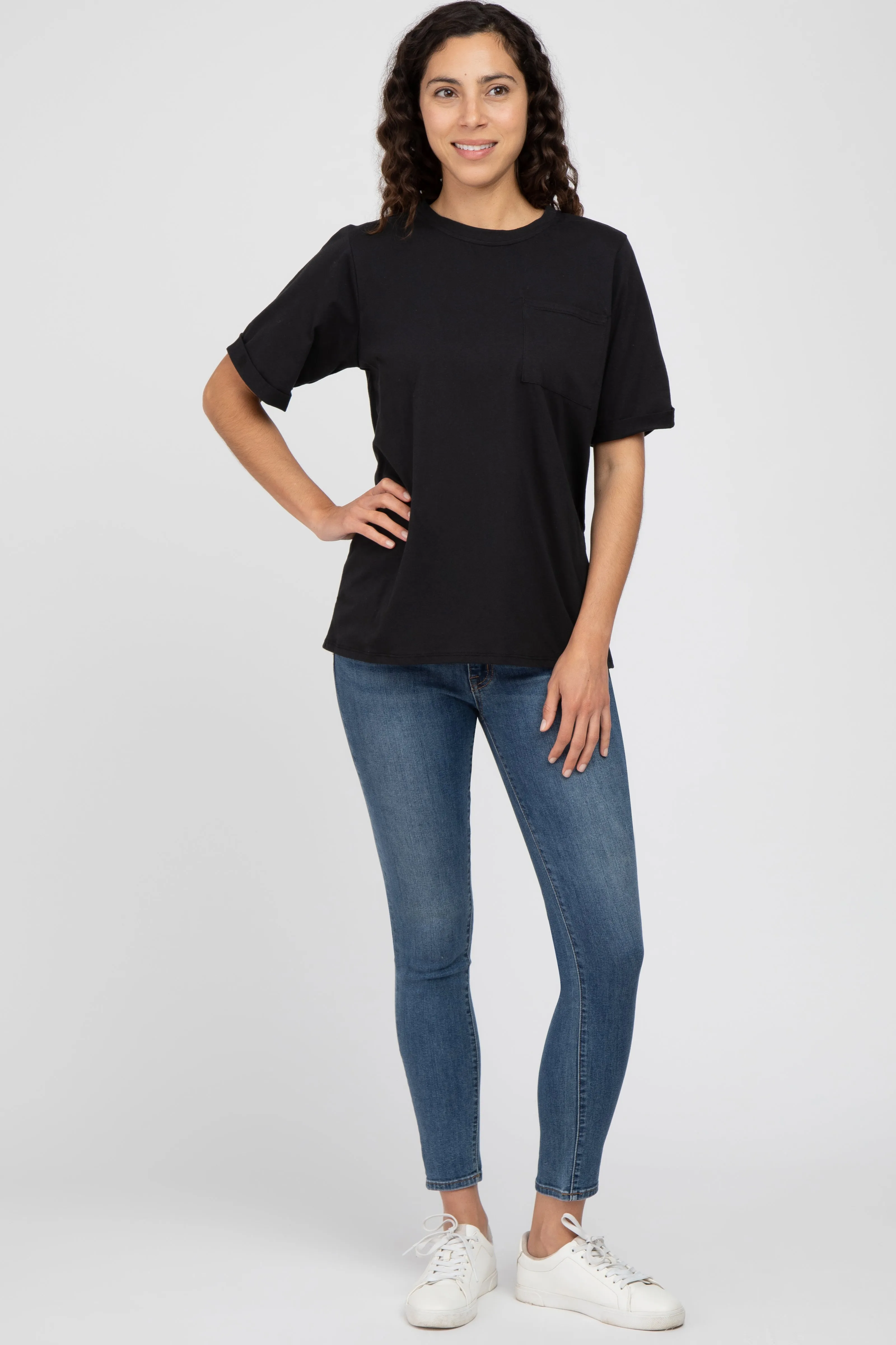 Black Oversized Pocket Front Short Sleeve Top sold by Pinkblush product image thumbnail 4