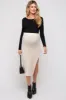 Ivory Fuzzy Ribbed Maternity Midi Skirt sold by Pinkblush
