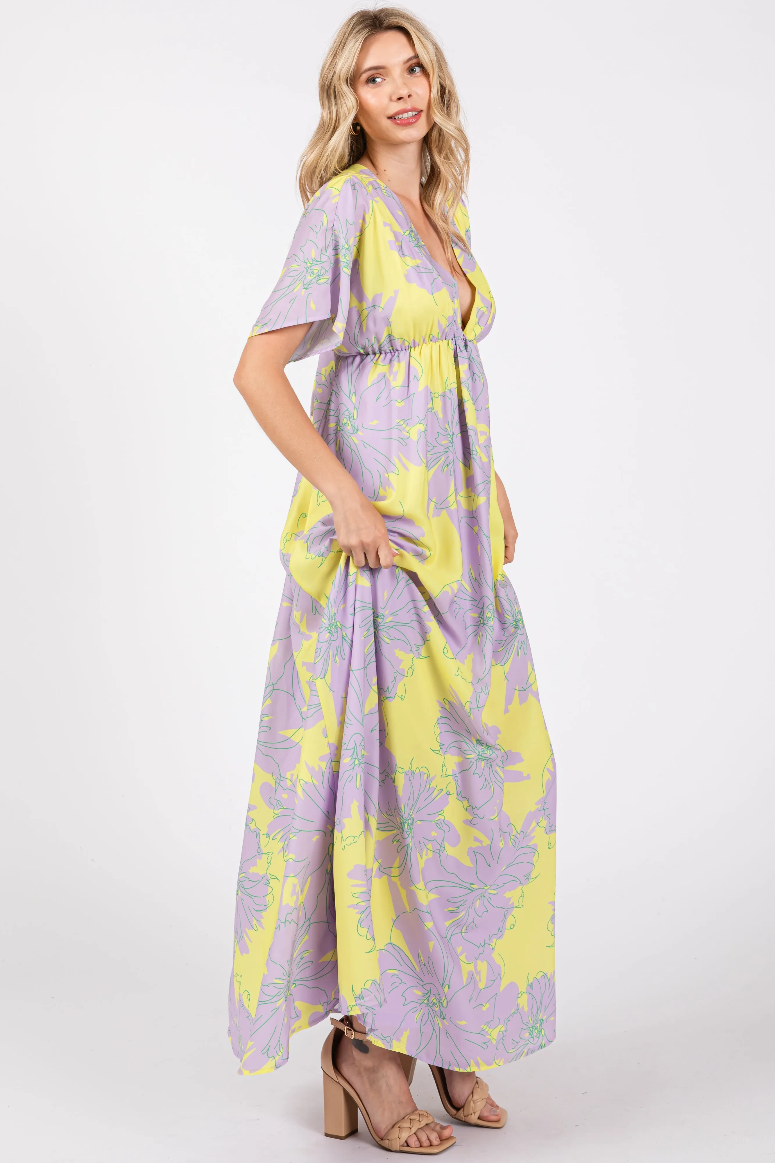 Lavender Floral Back Cutout Maxi Dress sold by Pinkblush product image thumbnail 2