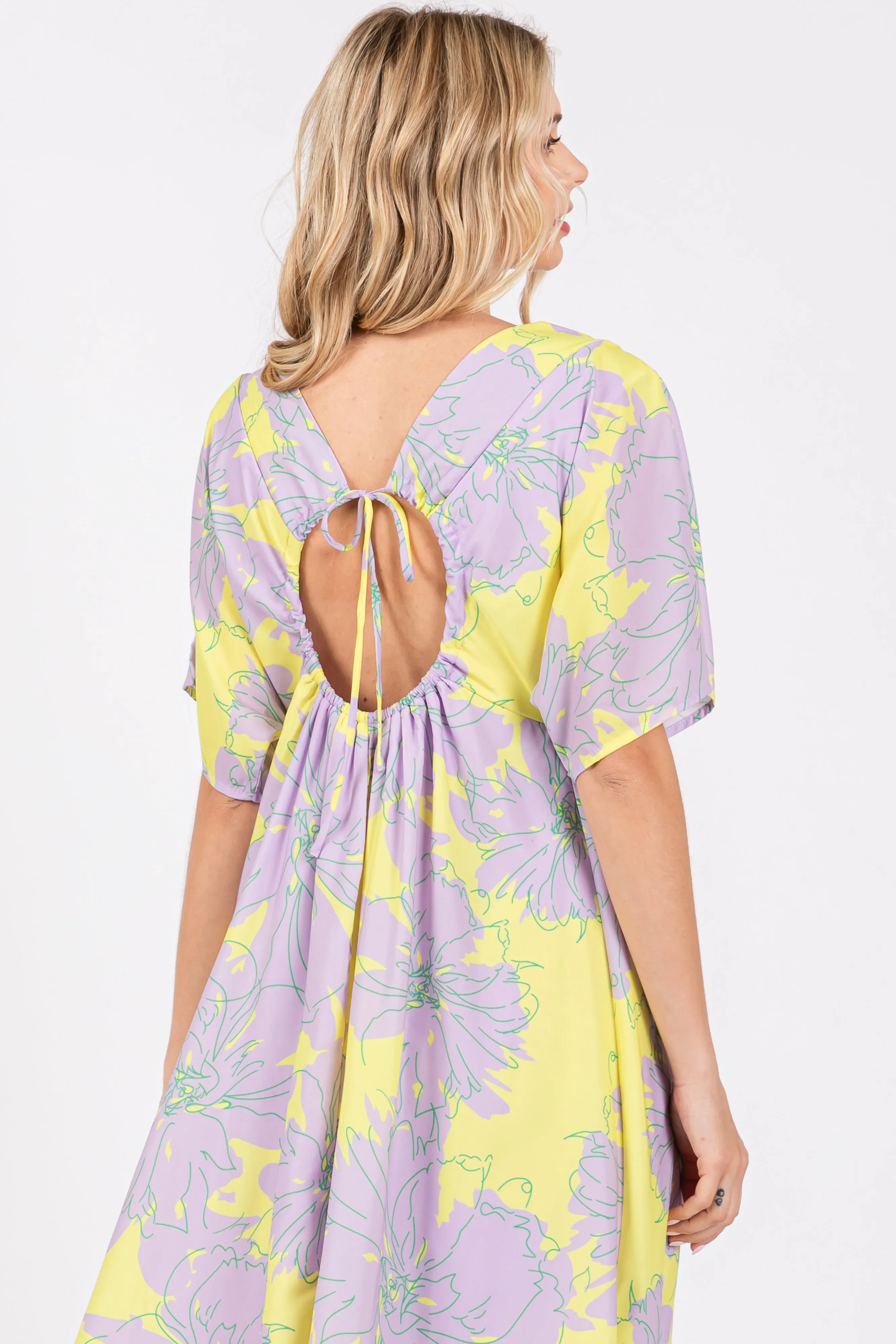 Lavender Floral Back Cutout Maxi Dress sold by Pinkblush product image thumbnail 4