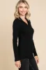 Black Ribbed Collared Long Sleeve Top sold by Pinkblush