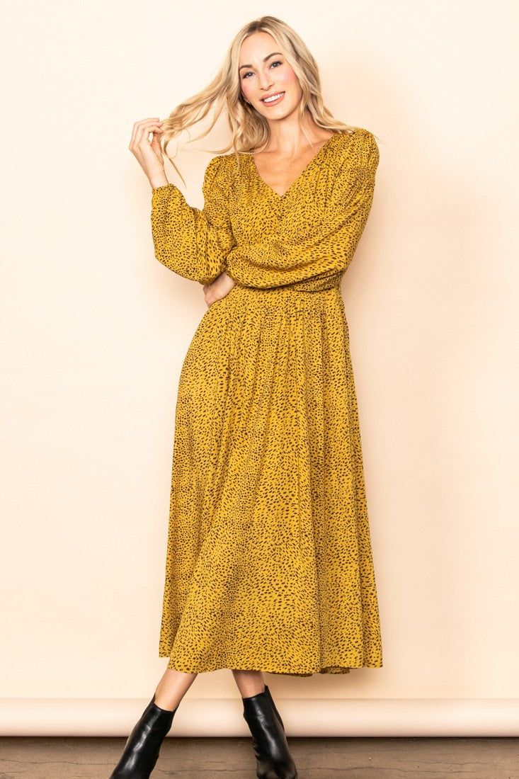 Mustard Printed Boho Midi Dress sold by Pinkblush product image thumbnail 2