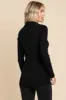 Black Ribbed Collared Long Sleeve Top sold by Pinkblush