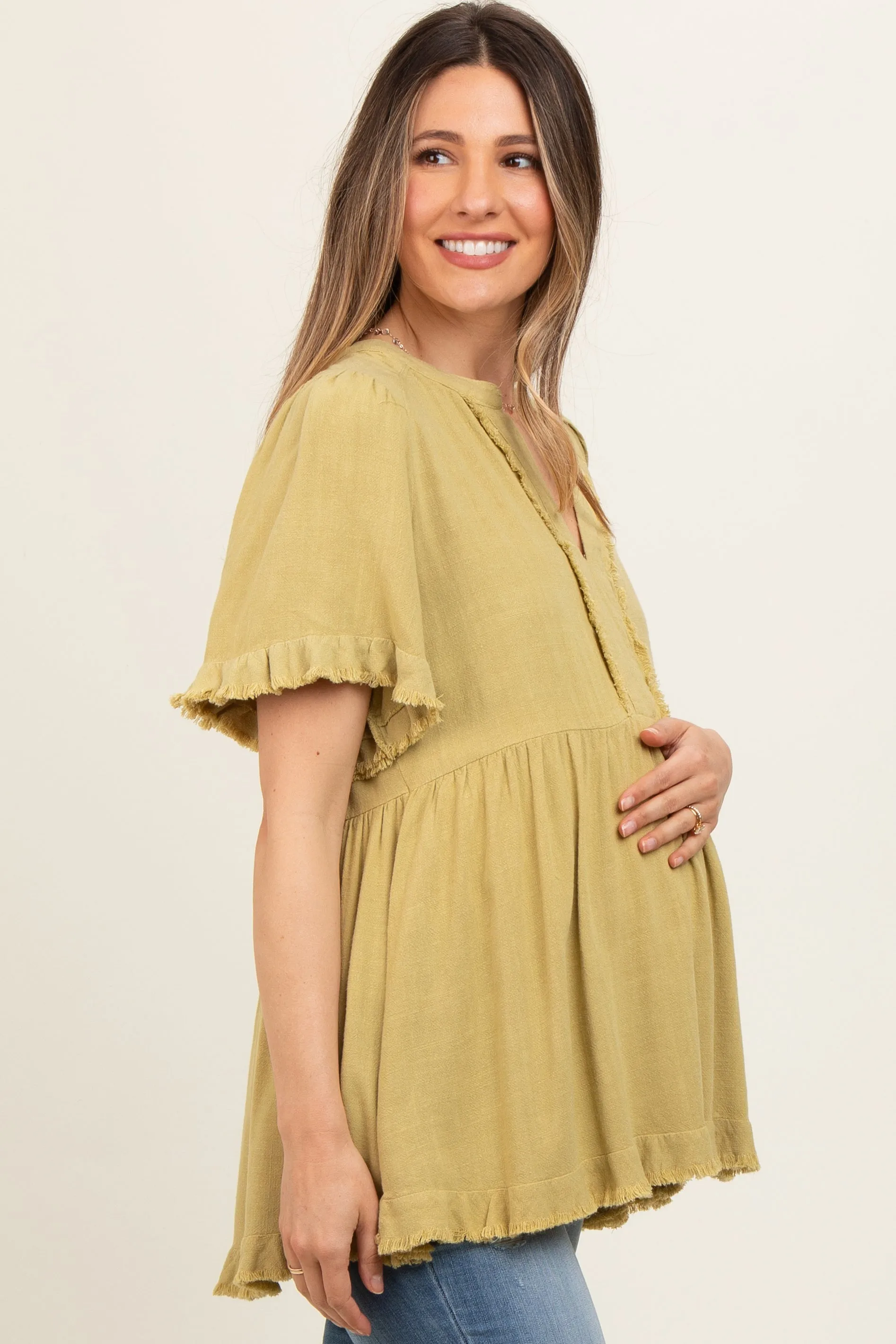 Light Olive Short Sleeve Maternity Top sold by Pinkblush product image thumbnail 2