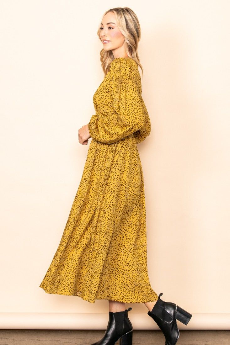 Mustard Printed Boho Midi Dress sold by Pinkblush product image thumbnail 3