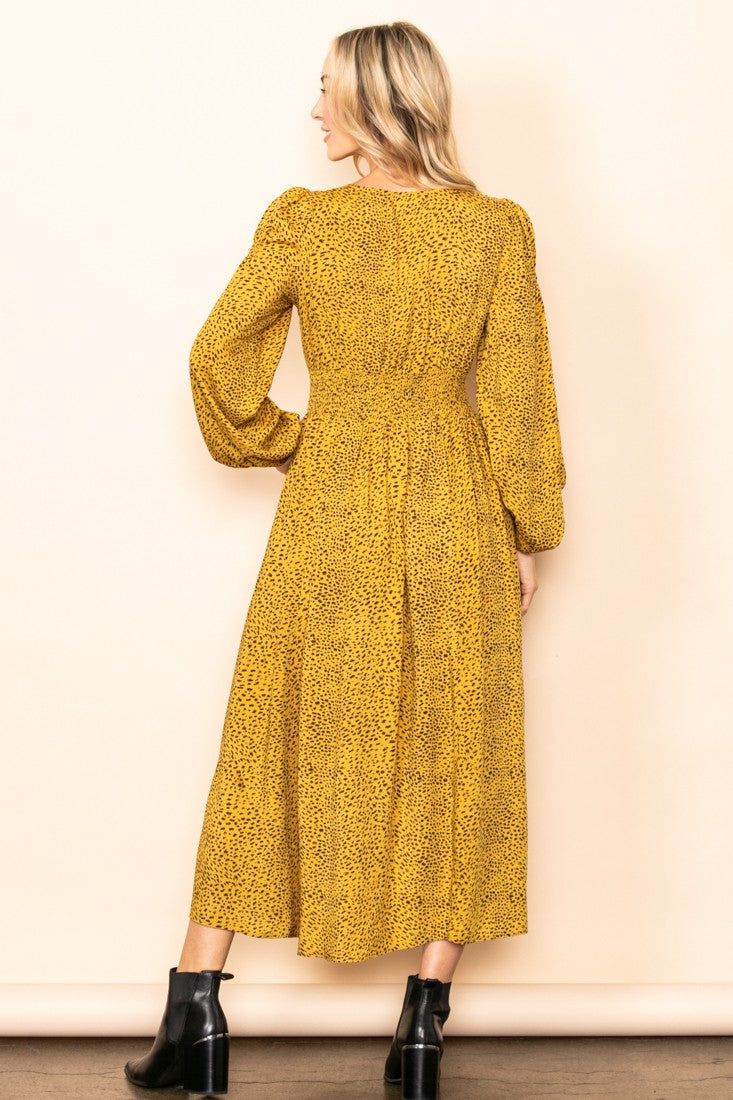 Mustard Printed Boho Midi Dress sold by Pinkblush product image thumbnail 4