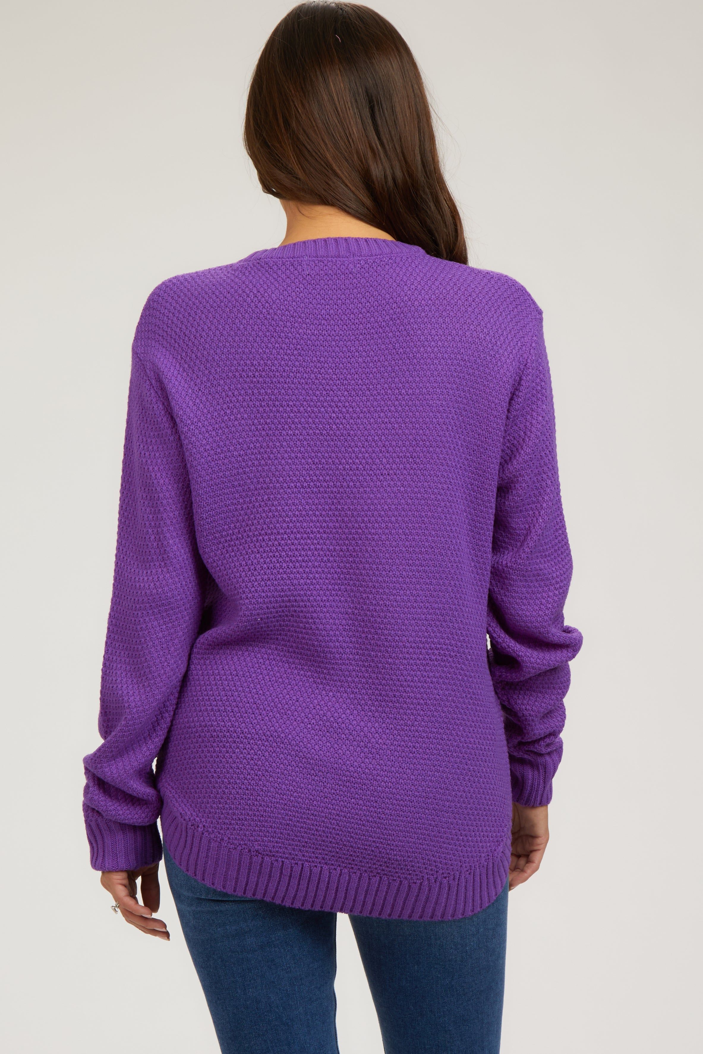 Purple Knit Pullover Maternity Sweater sold by Pinkblush product image thumbnail 3
