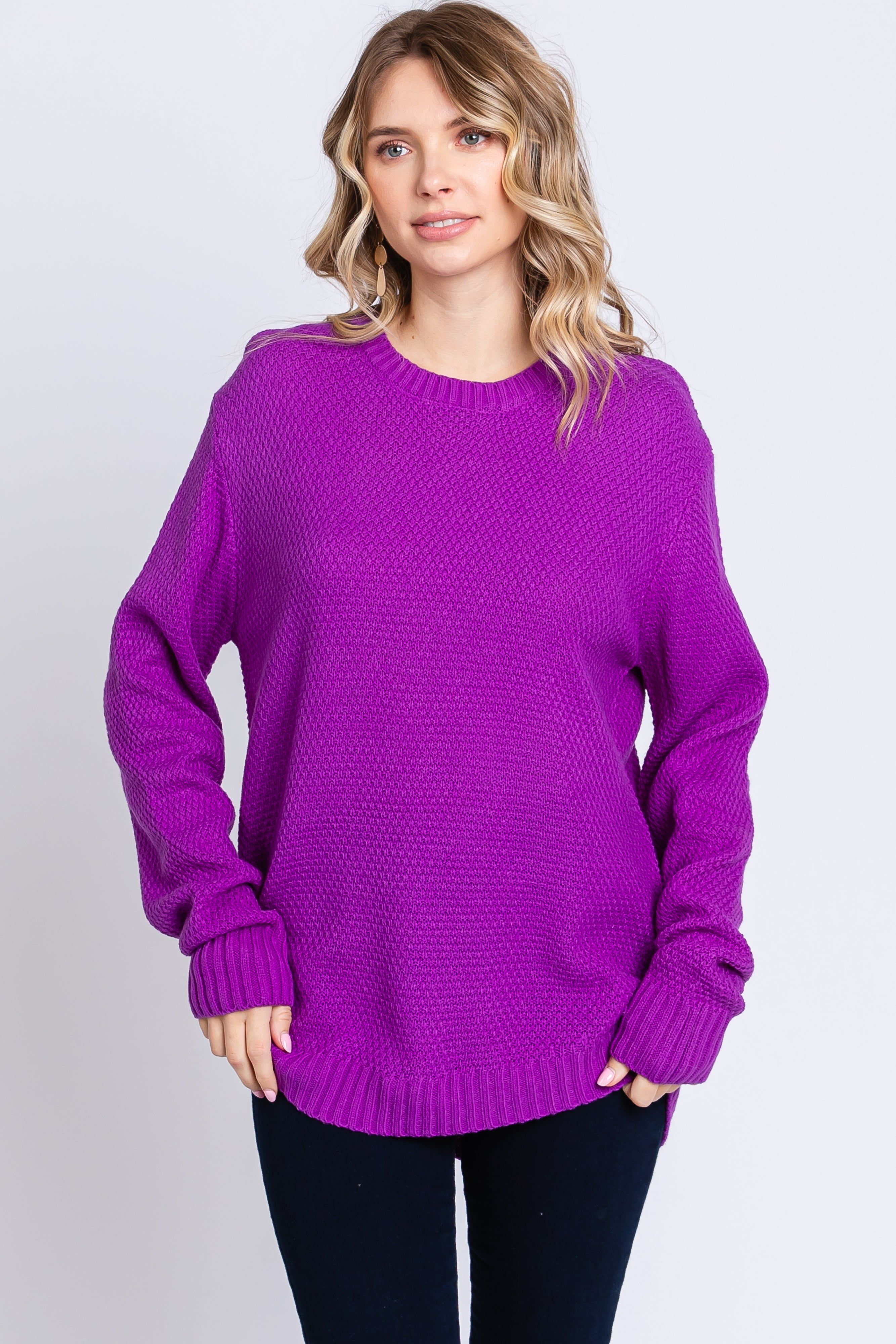 Purple Knit Pullover Maternity Sweater sold by Pinkblush product image thumbnail 4