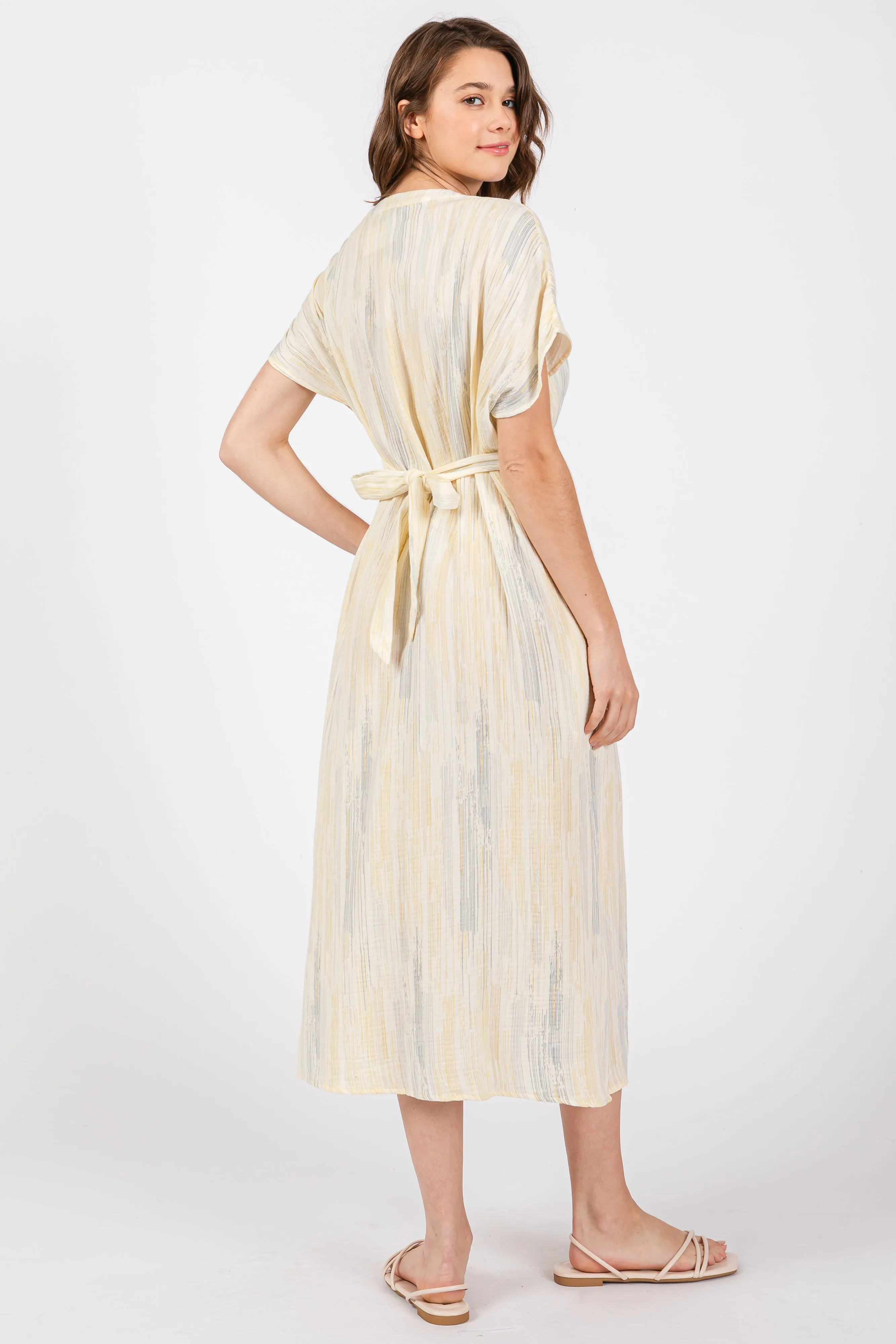 Cream Abstract Print V-Neck Midi Dress sold by Pinkblush product image thumbnail 3