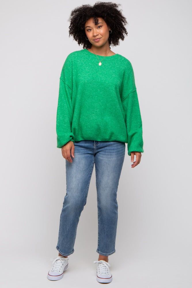 Green Basic Drop Shoulder Sweater sold by Pinkblush