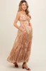 Cream Paisley Print Halter Maternity Maxi Dress sold by Pinkblush