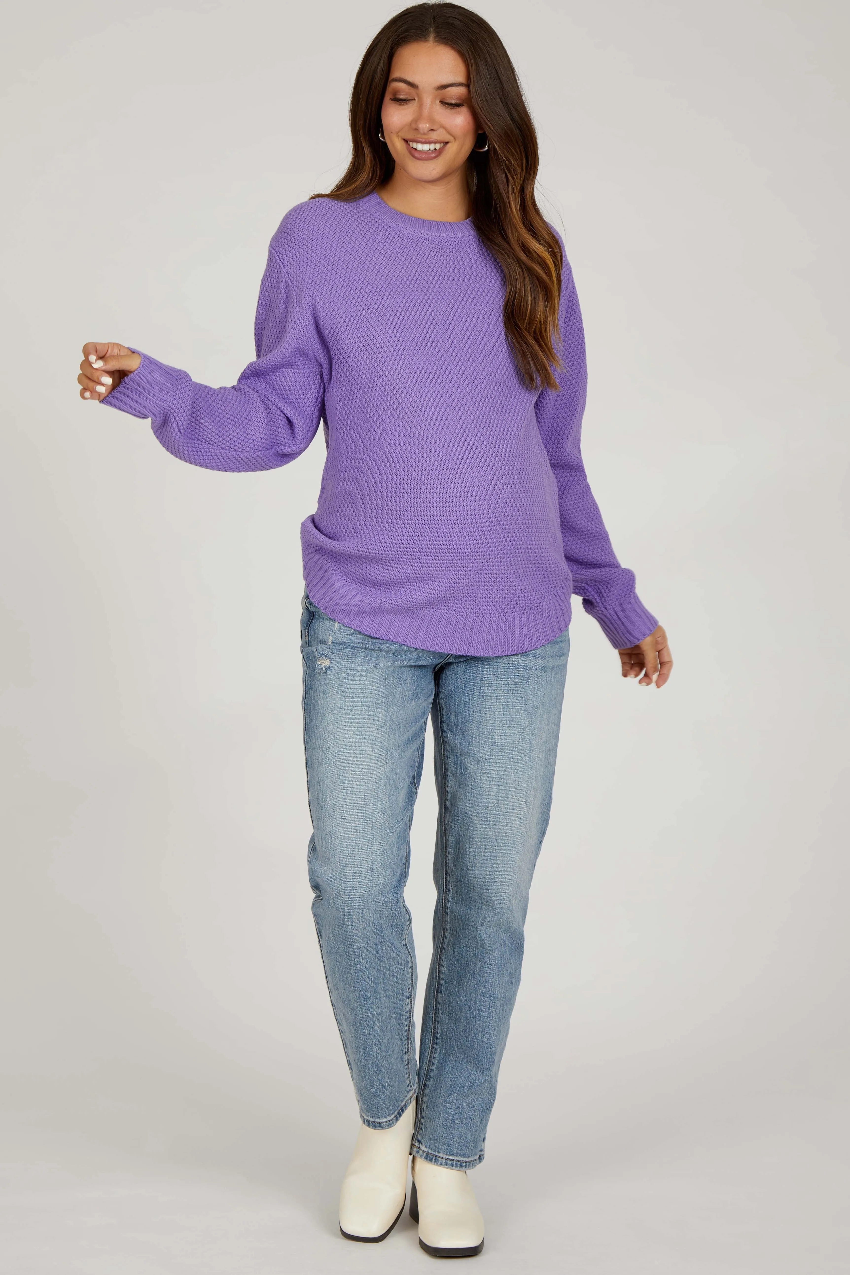 Lavender Knit Pullover Maternity Sweater sold by Pinkblush product image thumbnail 4