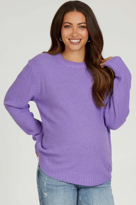 Lavender Knit Pullover Maternity Sweater sold by Pinkblush