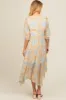 Orange Floral Border Print V-Neck Tiered Midi Dress sold by Pinkblush