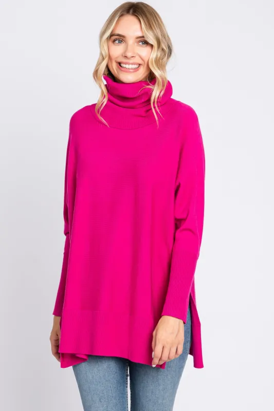 Fuchsia Cowl Neck Dolman Sleeve Sweater sold by Pinkblush