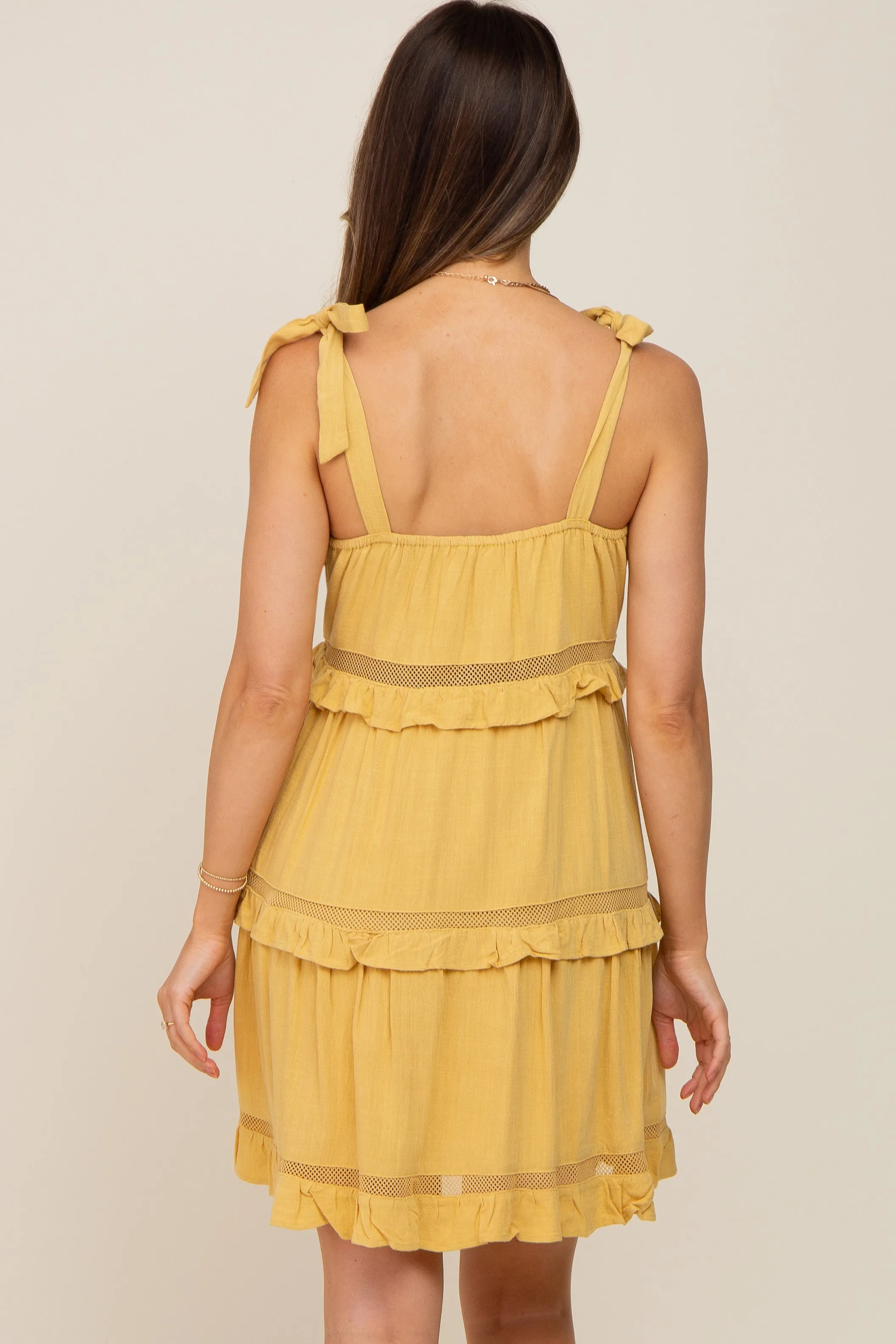 Yellow Sleeveless Tiered Maternity Dress sold by Pinkblush product image thumbnail 4