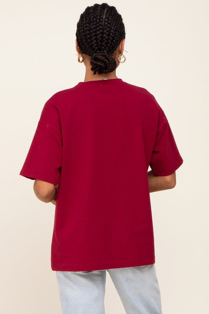 Burgundy Oversized Basic Tee sold by Pinkblush product image thumbnail 3
