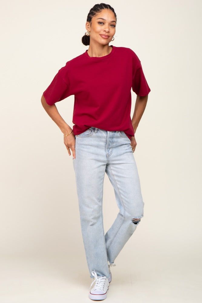 Burgundy Oversized Basic Tee sold by Pinkblush product image thumbnail 4