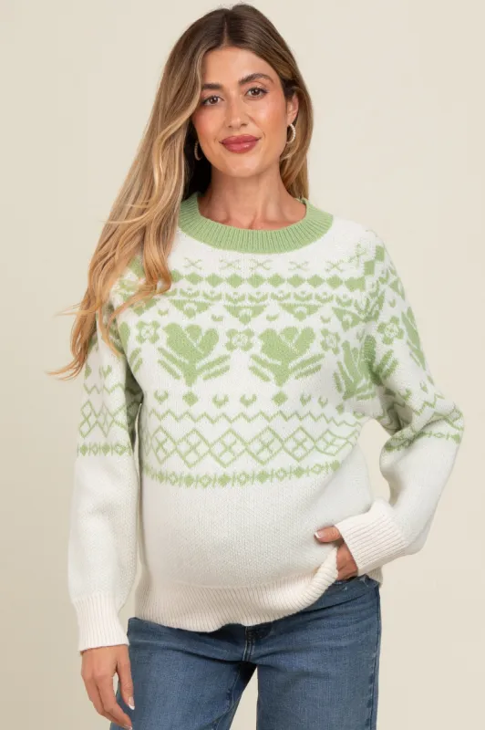 Ivory Contrast Vintage Print Maternity Sweater sold by Pinkblush