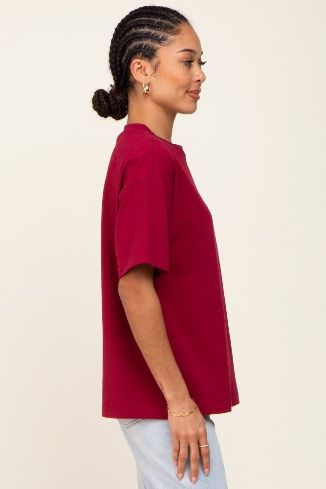 Burgundy Oversized Basic Tee sold by Pinkblush product image thumbnail 2