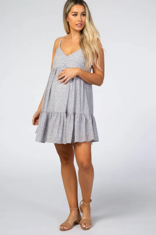 Blue Animal Print Babydoll Maternity Dress sold by Pinkblush