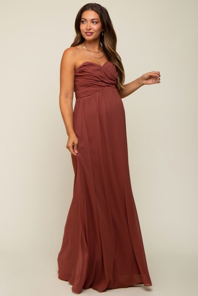 Rust Sweetheart Convertible Chiffon Maternity Gown sold by Pinkblush product image thumbnail 5