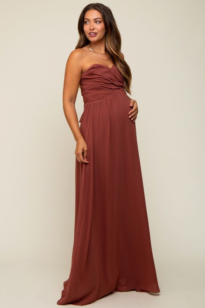 Rust Sweetheart Convertible Chiffon Maternity Gown sold by Pinkblush product image thumbnail 2