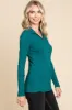 Teal Ribbed Collared Long Sleeve Top sold by Pinkblush