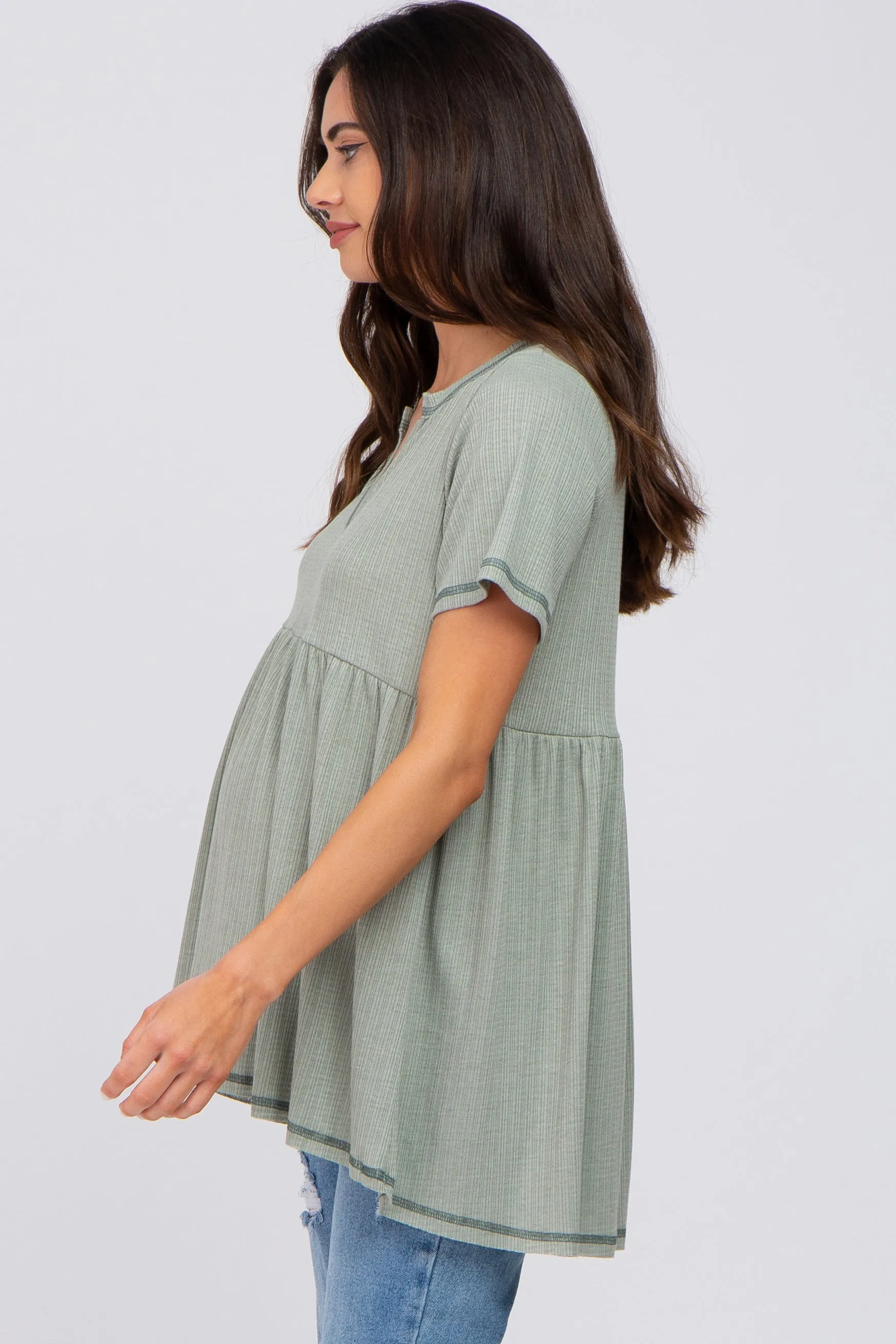 Light Olive V Neck Maternity Top sold by Pinkblush product image thumbnail 2