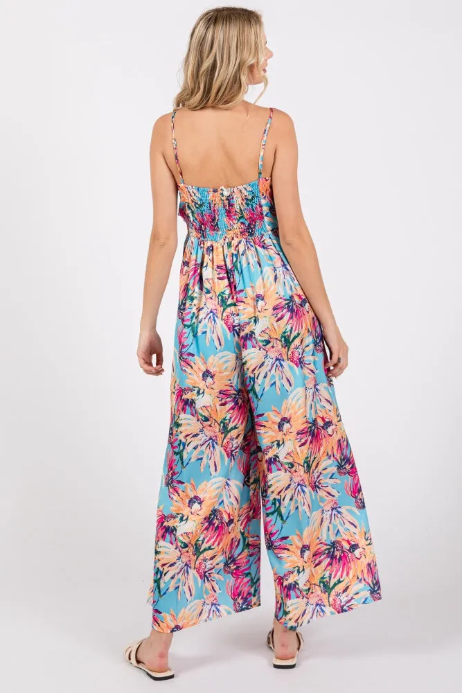 Light Blue Floral Front Twist Jumpsuit sold by Pinkblush product image thumbnail 3