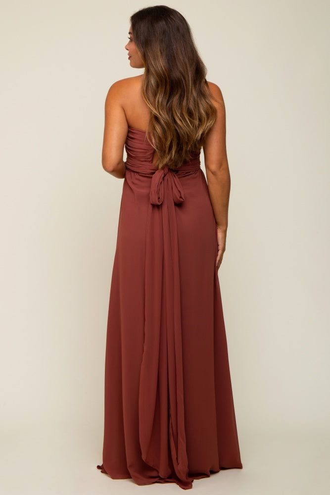 Rust Sweetheart Convertible Chiffon Maternity Gown sold by Pinkblush product image thumbnail 3