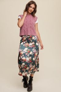 Magenta Cable Knit Cropped Sweater Vest sold by Pinkblush