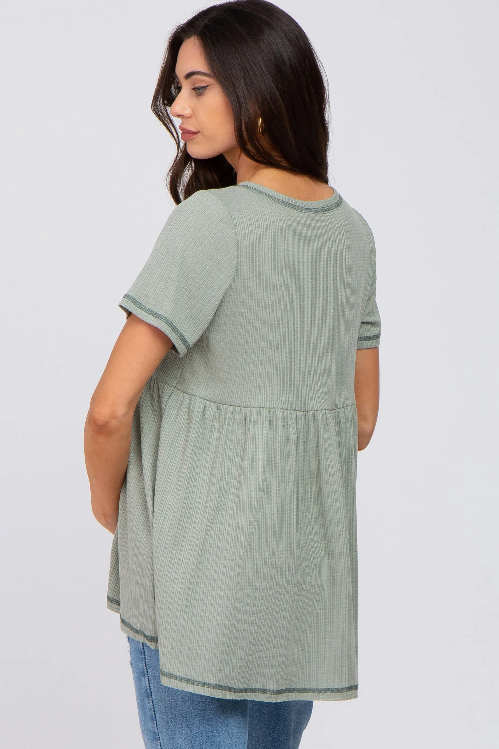 Light Olive V Neck Maternity Top sold by Pinkblush product image thumbnail 3