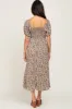 Grey Floral Puff Sleeve Midi Dress sold by Pinkblush